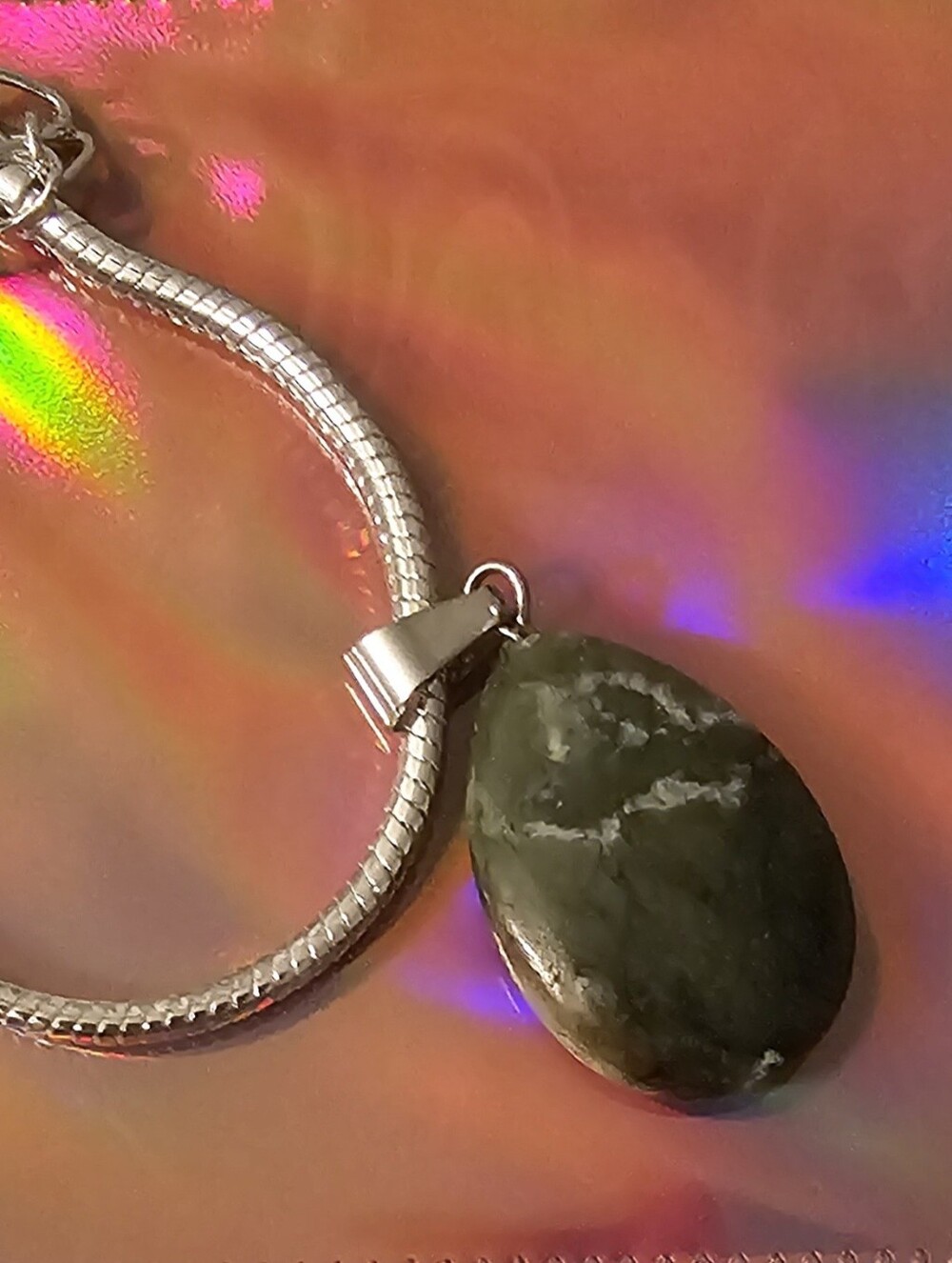 Sterling Silver Green Stone Pendant Bracelet